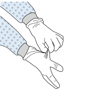 Nurse removing protective gloves